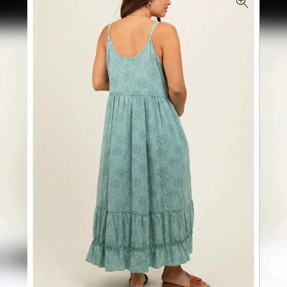 Easel Textured Woven Mineral Washed Cami Dress New - Picture 2 of 3